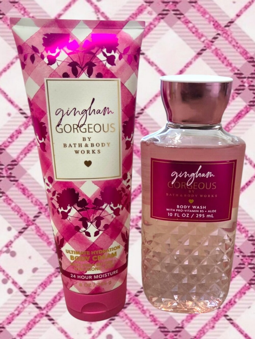 Bath & Body Works Ladie's Gingham Gorgeous Pink Body Wash & Body Cream